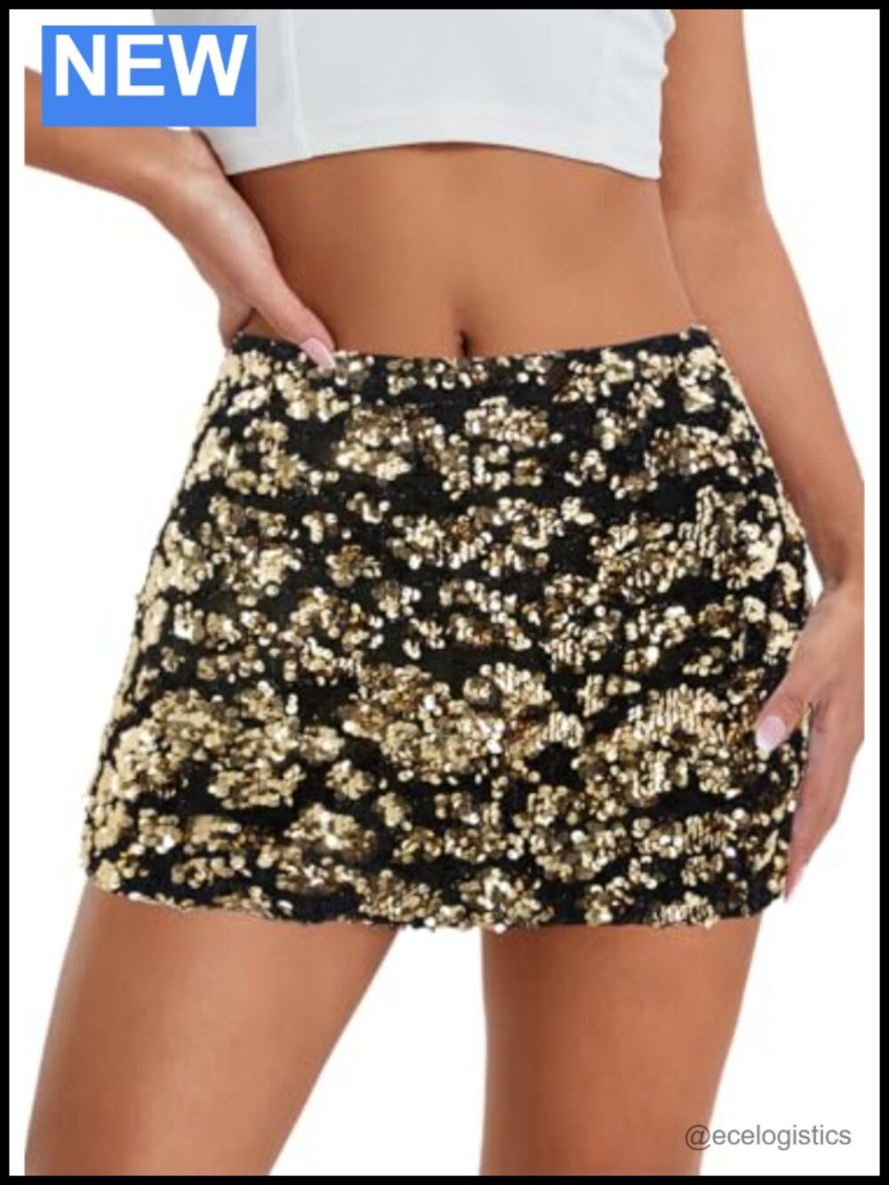Sequin Bodycon Mini Skirt Low Rise Party Club Y2K